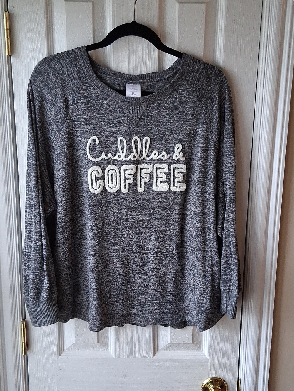 Secret Treasures Cuddles & Coffee Women's Gray Knit Pullover Sleepwear Top